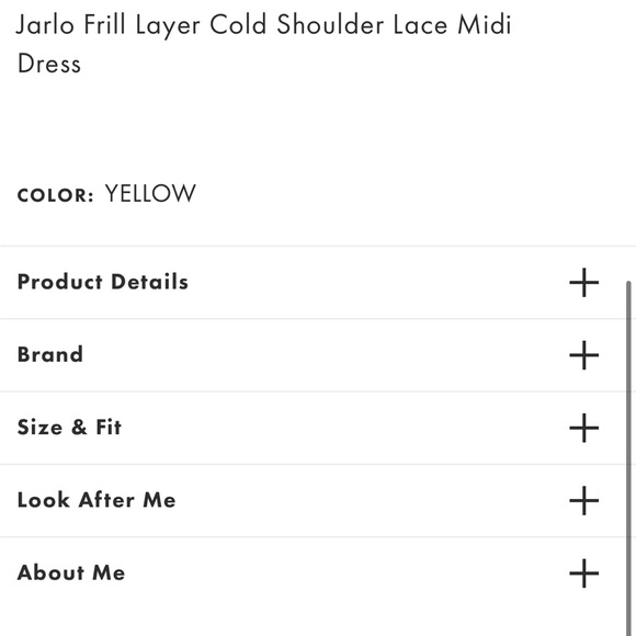 Jarlo London Frill Layer Cold Shoulder Yellow Lace Midi Dress NWT - Picture 8 of 9